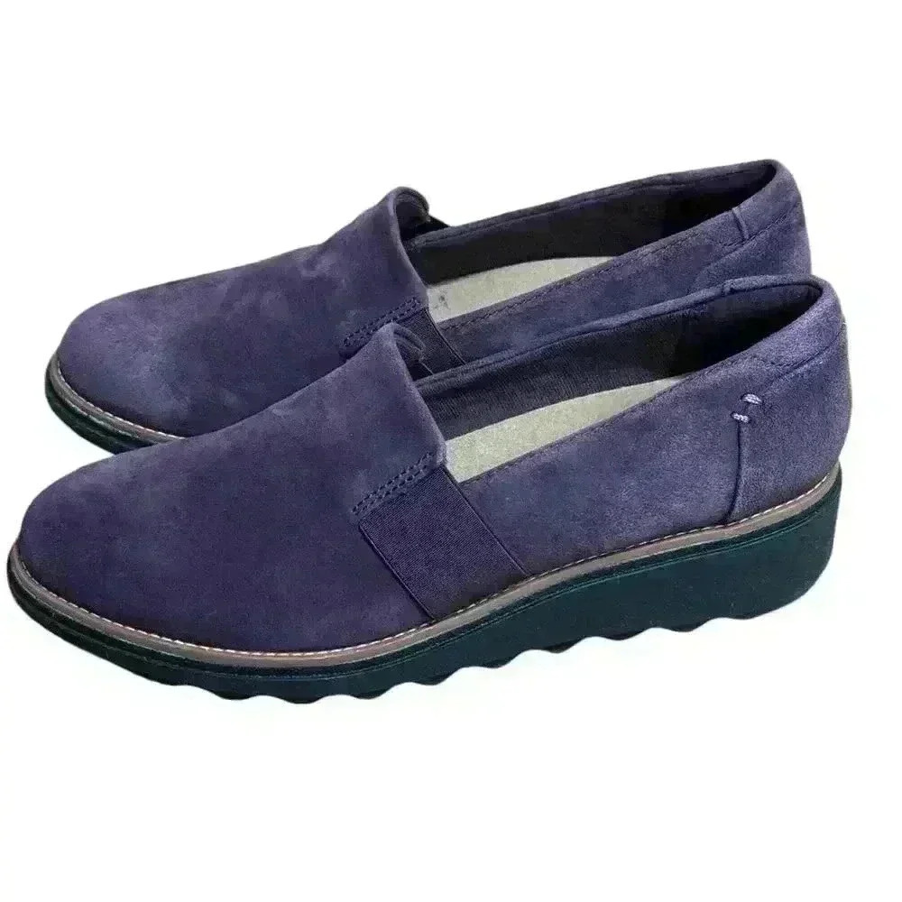 Clarks Collection Sharon Dolly Slip On Loafer Aubergine Dusty Purple Suede 6.5